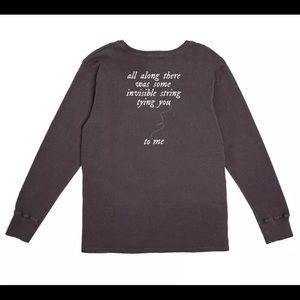 Taylor Swift Holiday Core INVISIBLE STRING Lyrics Gray Long Sleeve Thermal